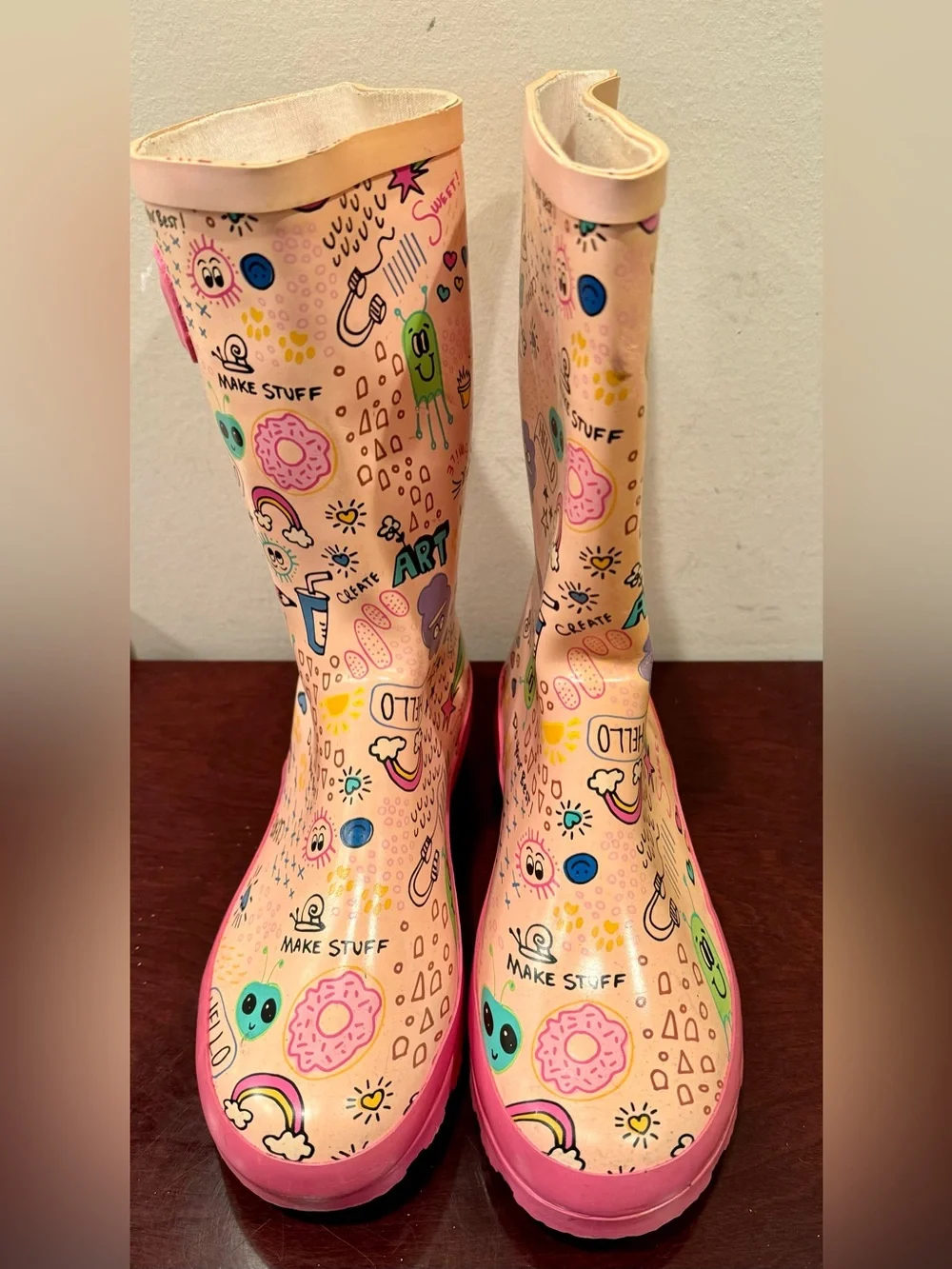 Kids Fun Design Rain Boots by Aleader - Kids Youth Size 6 ( Women’s 7.5)